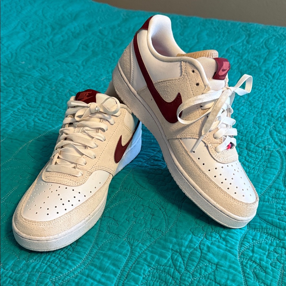 Nike White and Burgundy Sneakers